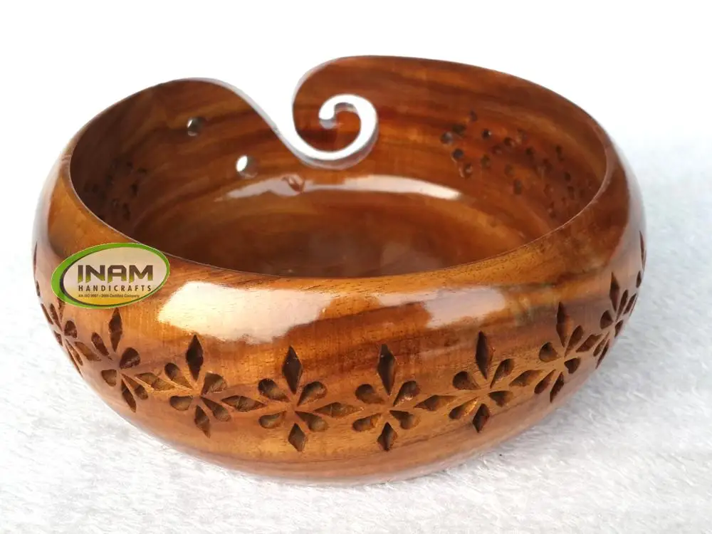 Best quality sheesham wood handmade wooden yarn storage bowl / Crochet accessories / hand carved