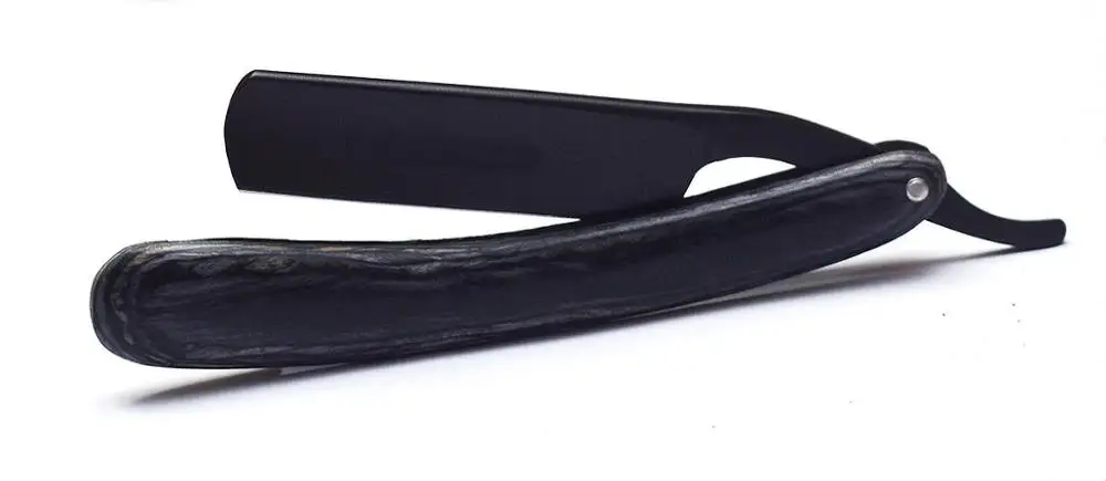 Professional Black Shaving Razor ASB-RSR-004 Single Blade Straight Knife with Wooden Handle for Body Face Underarm Shaving