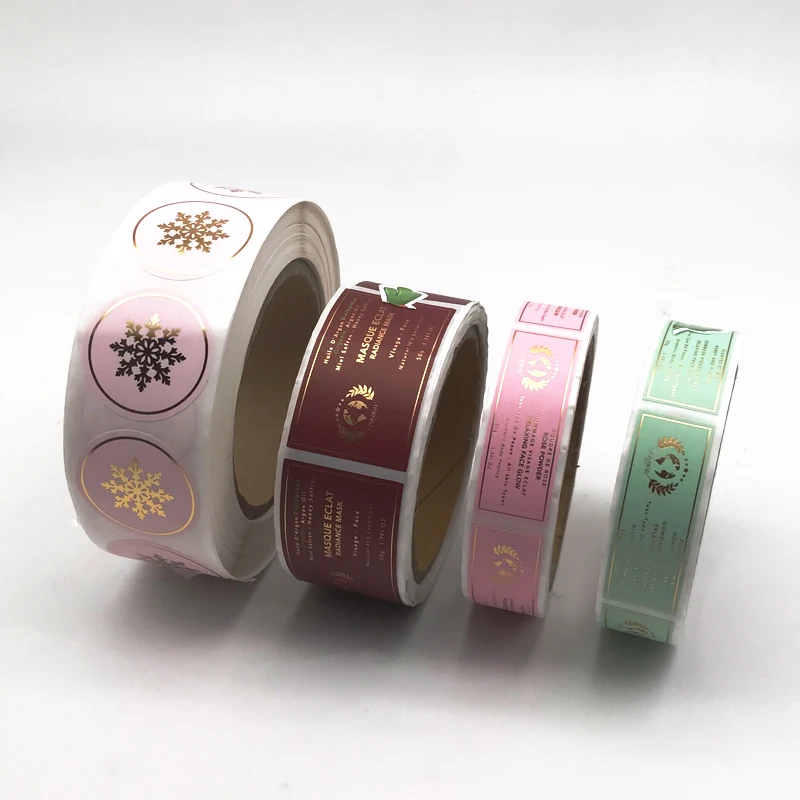 Custom Gold Foil Sticker, Adhesive Cosmetics Label Printing Roll,Hot Foil Stamping Round Logo Sticker for Perfume Bottle