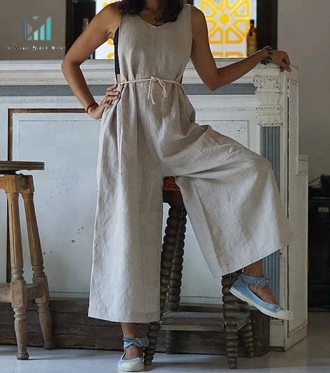 
Women Linen Maxi Clothes Bohemian Oversized Long Linen jumpsuit 