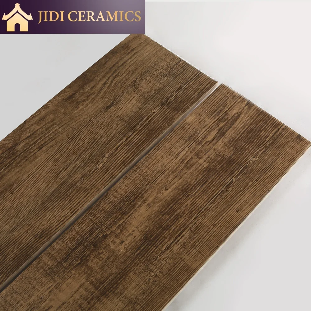 Dark Brown Wooden Rustic Look Texture Porcelain Flooring 150x900 Ceramic Wood Tile