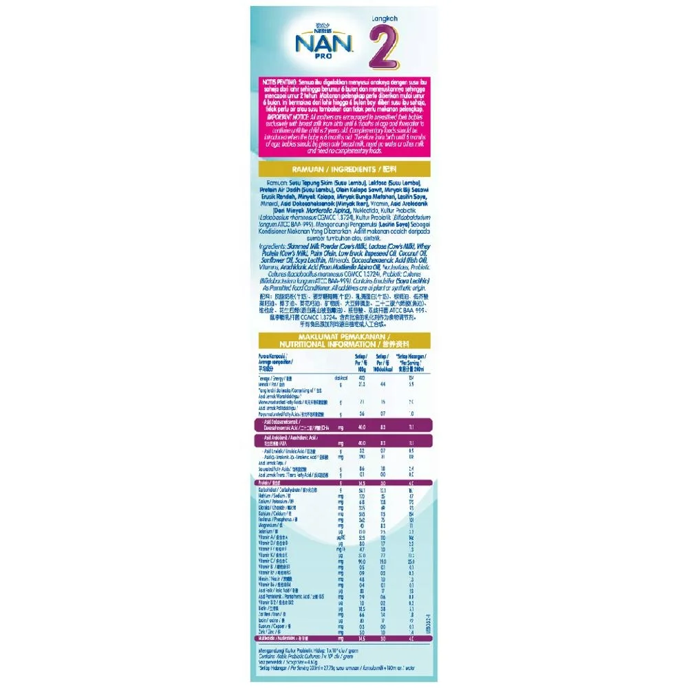 
NAN PRO 2 6 TO 36 MONTH 600 GRAM 