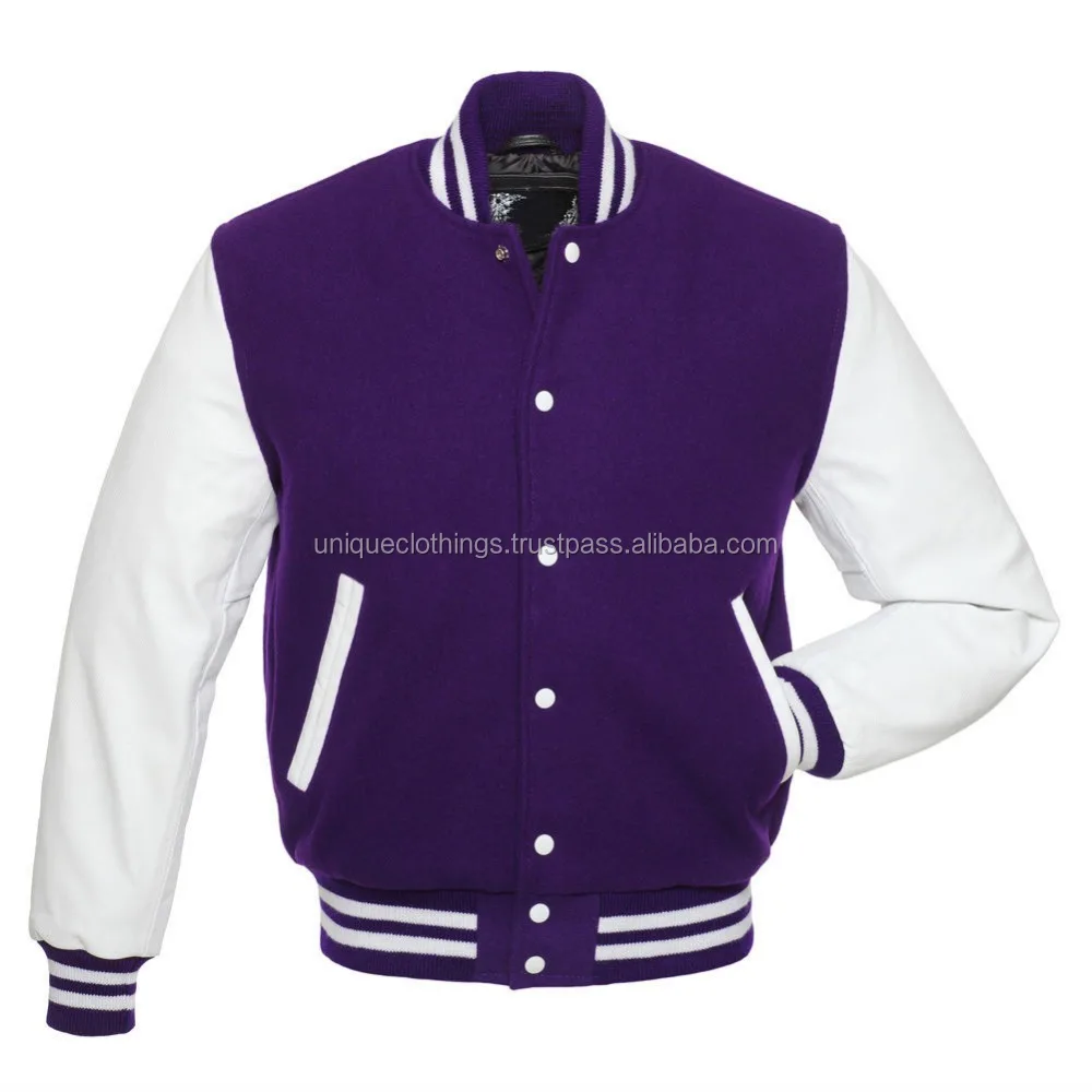 American Varsity Letterman Wool Jacket with Leather Sleeves , American Baseball Jacket