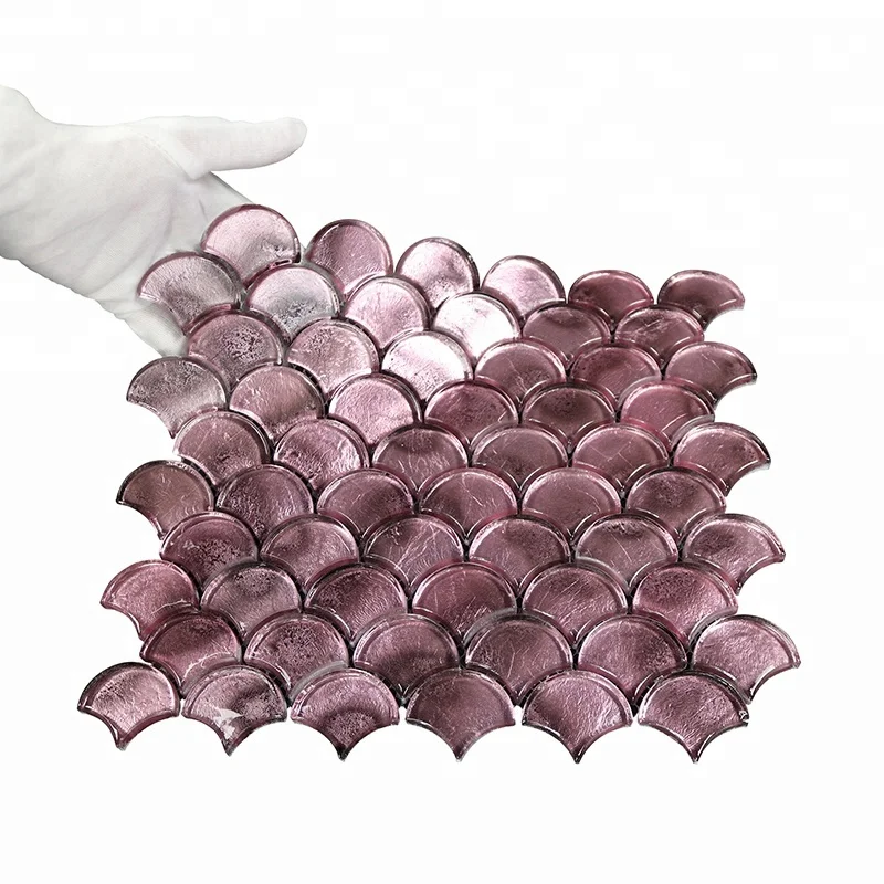 Classic Metallic Rose tiles design Gold Glossy  Glass Mosaic fish scale mosaic tile luxury tile