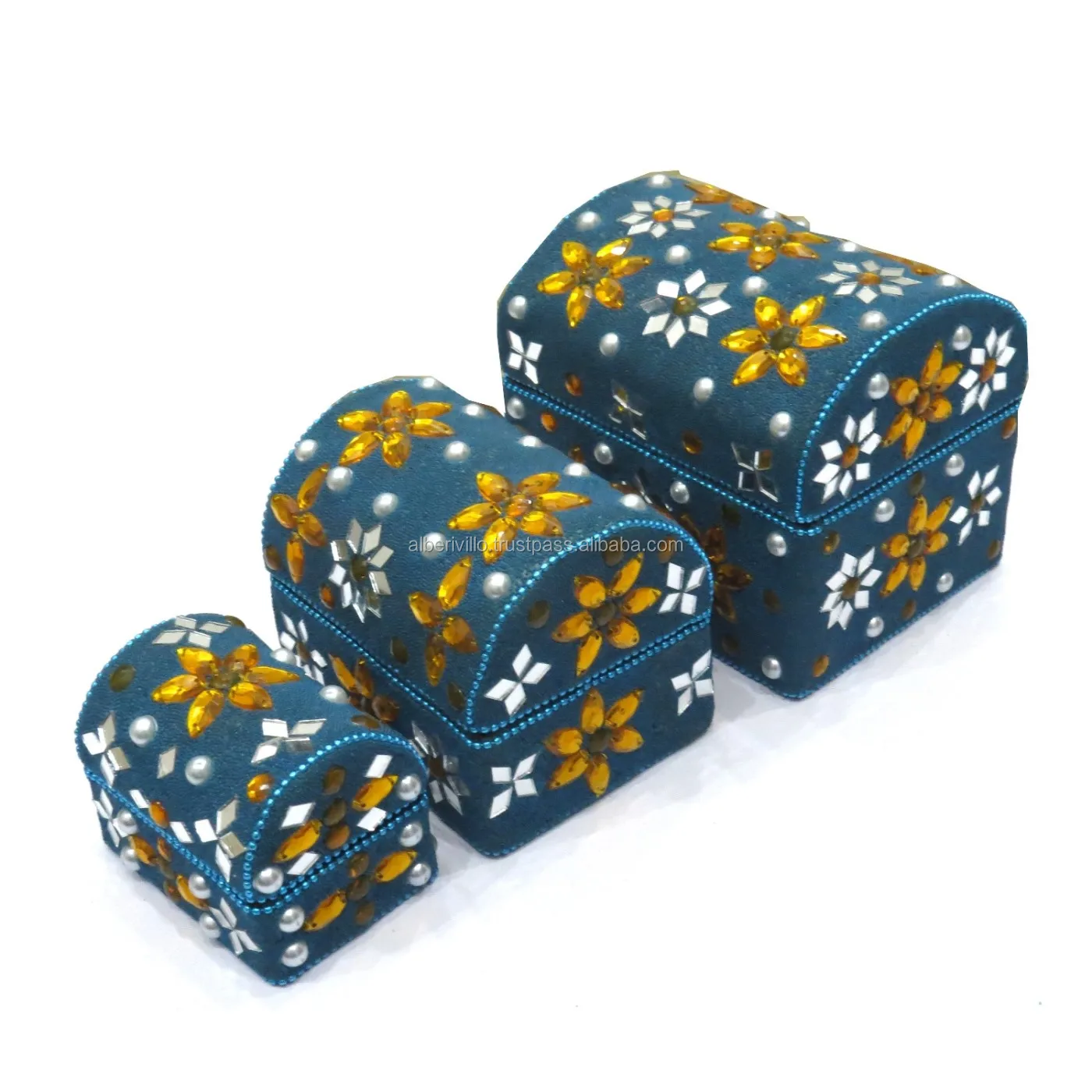 Ready to Ship Small Decorative Jewelry Boxes Designer Lac Glitter Beaded Storage  Box Indian Wedding Favor Pill Box