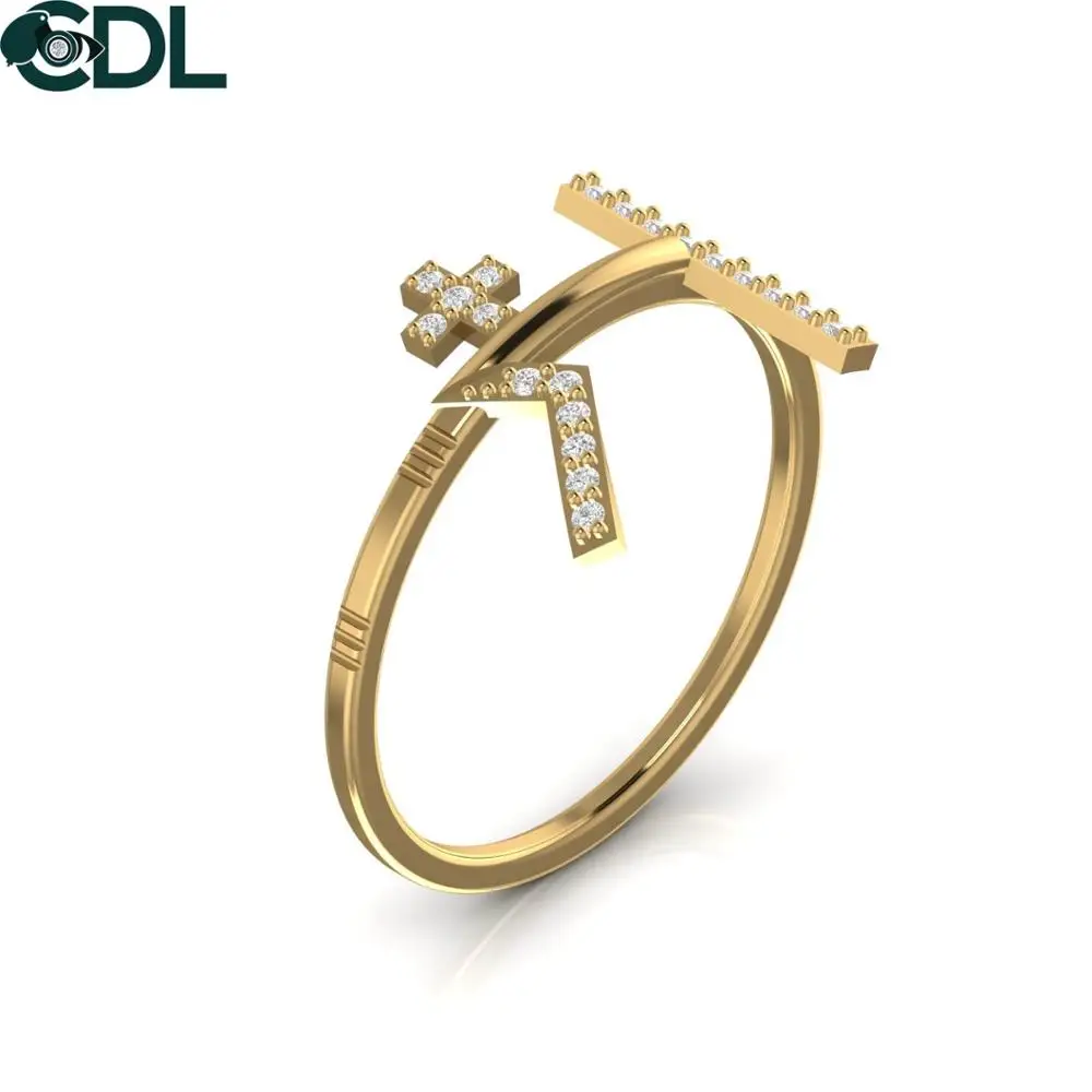 Symbolic Religious Diamond Ring in 18Kt White Yellow Rose Gold 1.44 Grams Fine Jewelry For Women