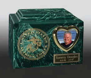 Army Cultured Marbled Aluminum Urn  Cremation Urn - This Classic and Elegant Superior Quality Urn Is Made to Keep the Remains