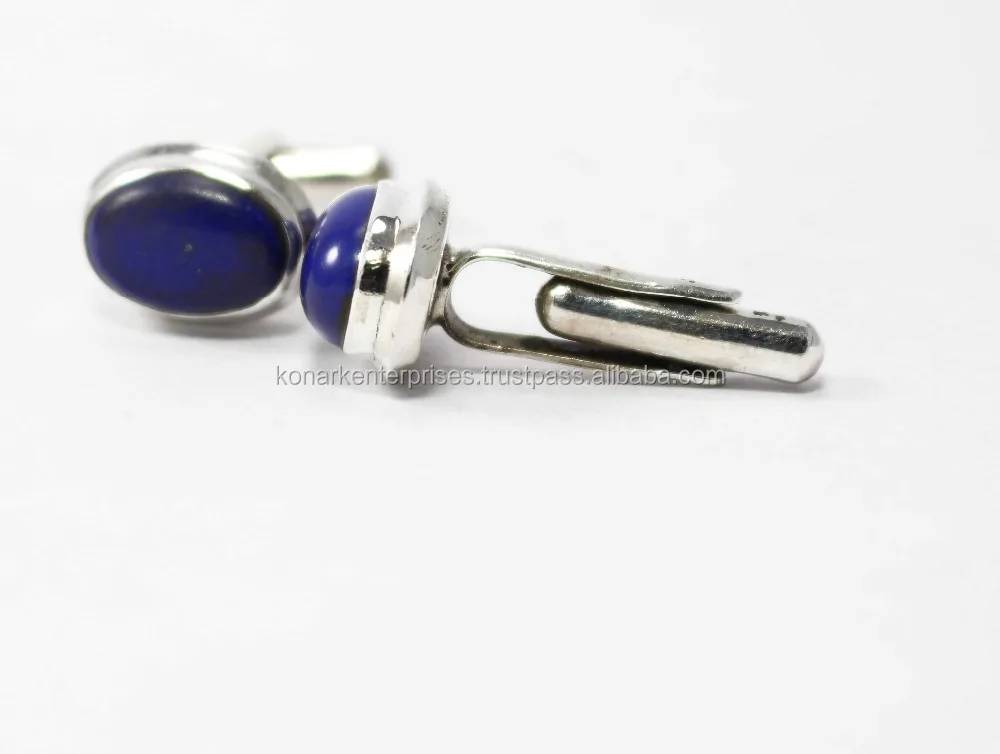 Мужские Запонки ручной работы из серебра 925 пробы с лазуритом