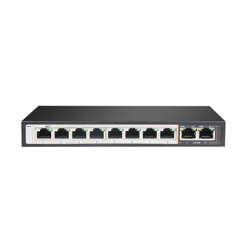 8 + 2 AI PoE коммутатор 8 портов 10/100 Мбит/с PoE Поддержка Vlan 250M Extend QoS