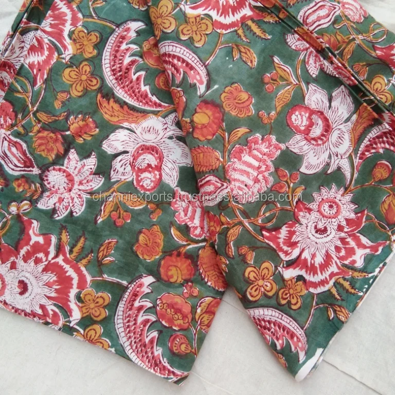 Beautiful Hand Block Print Fabric 100% Cotton For Sewing Crafting Dressmaking Running Natural Dye Sanganeri Fabric Floral print