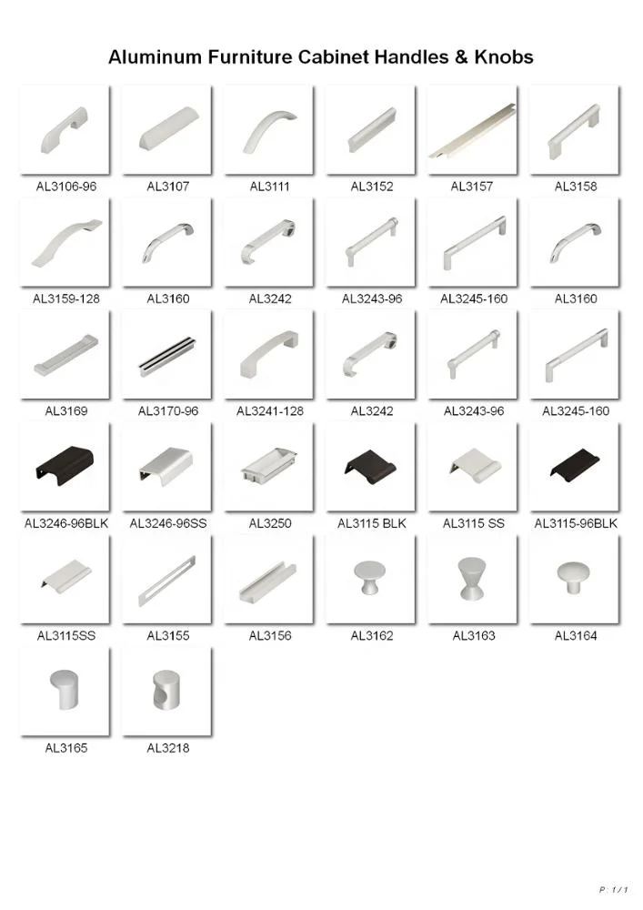 Furniture Cabinet Drawer Flat Aluminum Knob