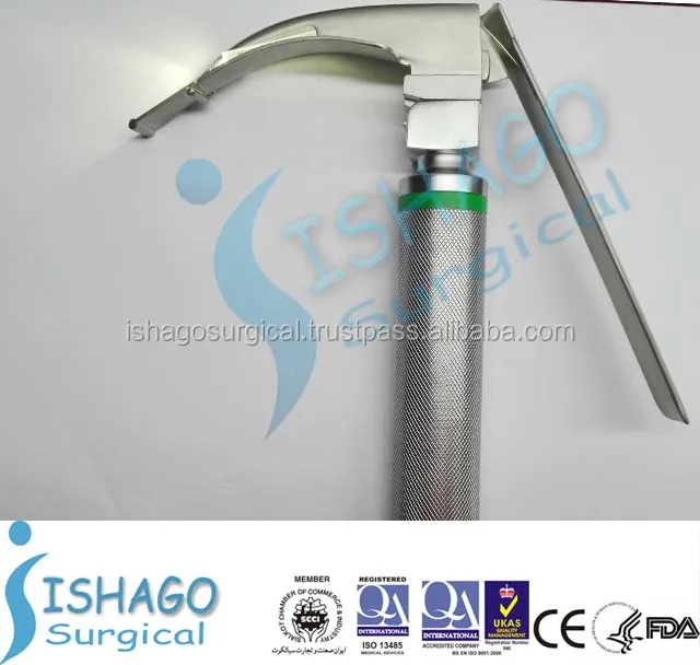 Single Use Macintosh Fiber Optic Flexible/Mccoy Laryngoscope Set of 3 Blades and 1 Battery Handle by ISHAGO SURGICAL