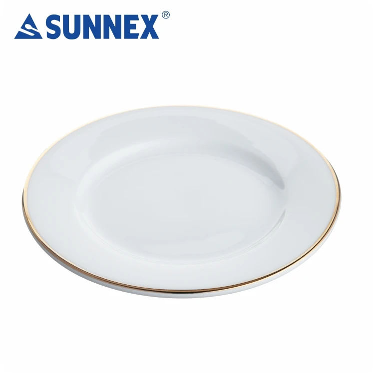 SUNNEX 2022 горячая Распродажа экономичная белая фарфоровая чашка 10 дюймов тарелка с золотой окантовкой ручной росписи