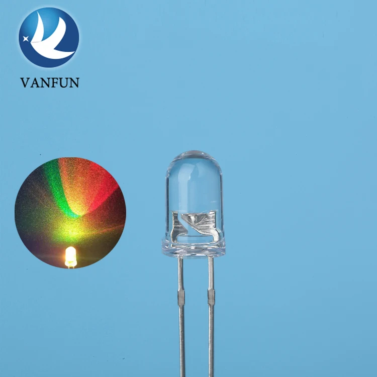 Wanfeng brand high lumens low power consumption multi-color flashing led 2 pin 3mm 5mm rgb led diode