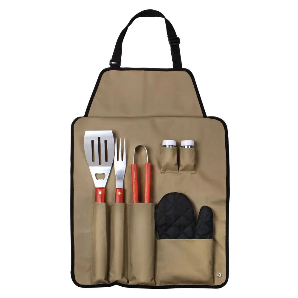 Outdoor cooking BBQ Apron with tools pouch