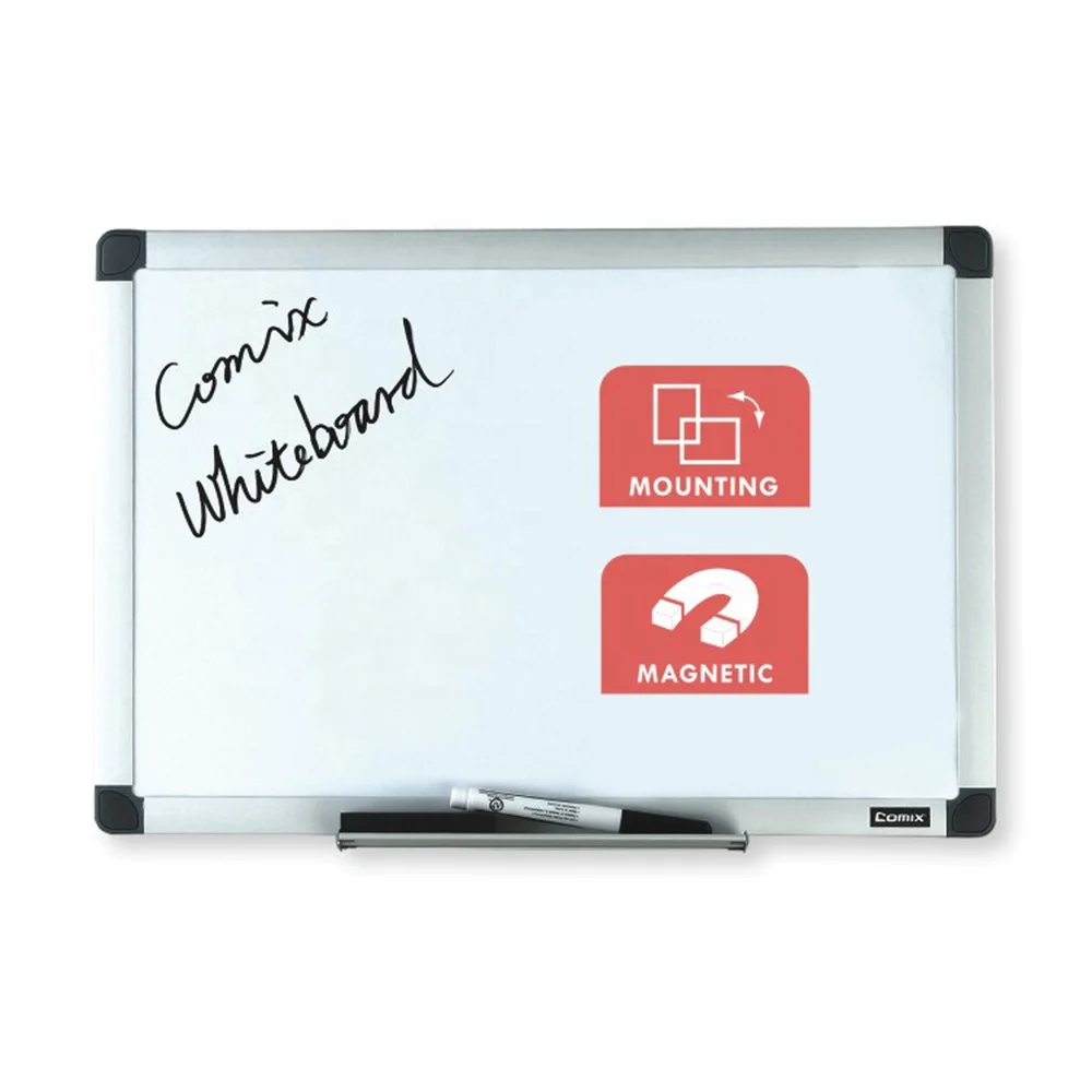 Comix Aluminum Frame Dry Erase Surface Magnetic Whiteboard with Marker Tray
