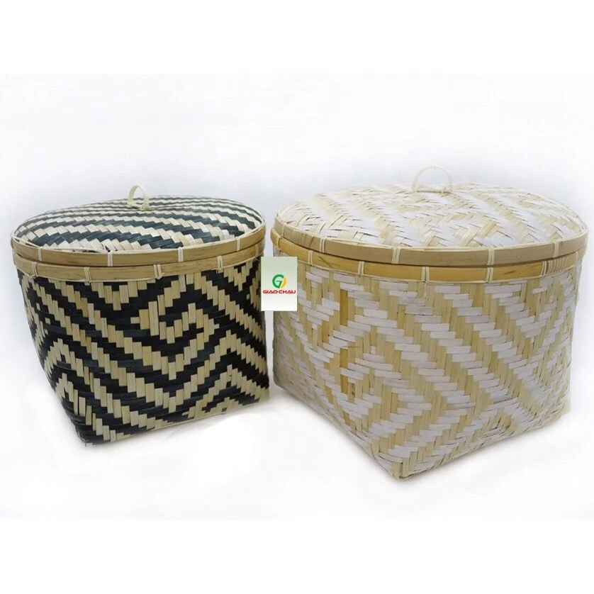 bamboo storage basket with lid