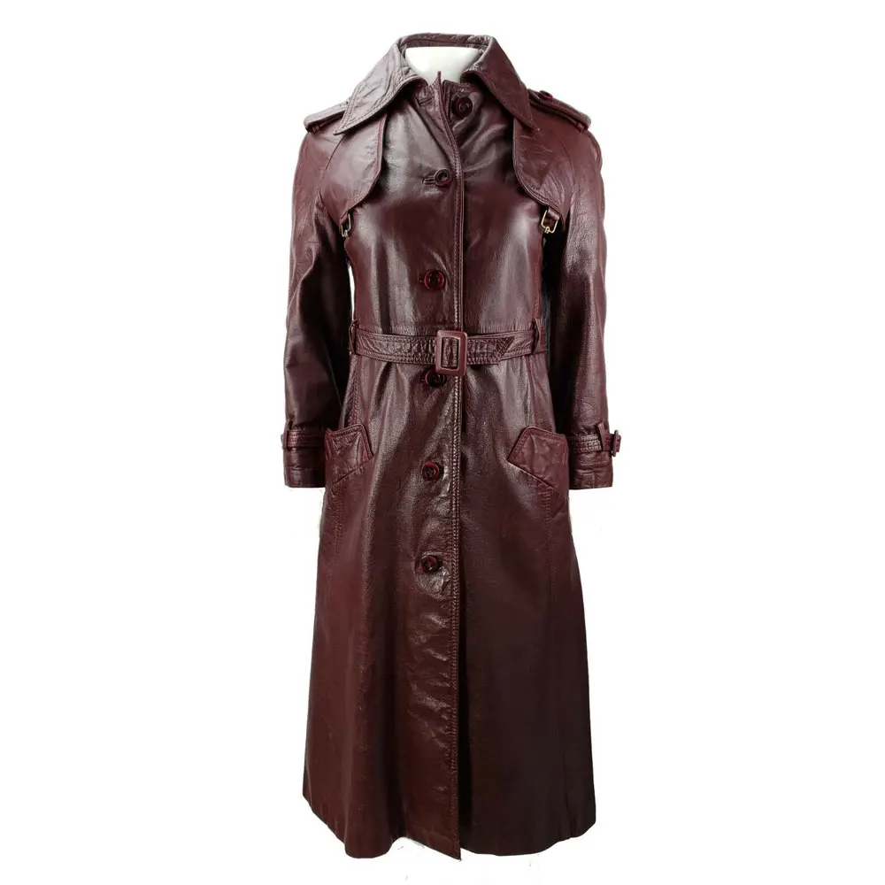 
2019 new arrive winter women long black leather jacket coat 