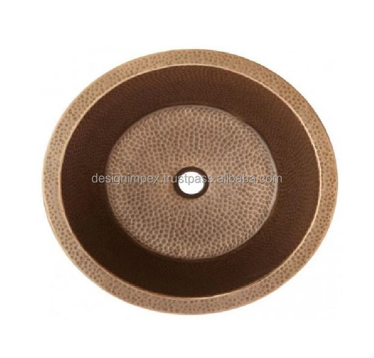 OEM ODM на заказ приемлемая старинная медная круглая раковина умывальник с кованым узором для кухни и ванной комнаты