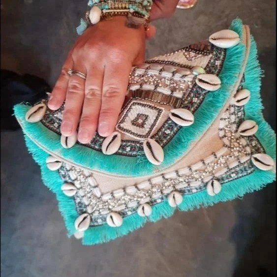 Tassel Embroidery Evening Party Clutch Bag for women Bag Boho Bohemian Gypsy Indian Style Bag