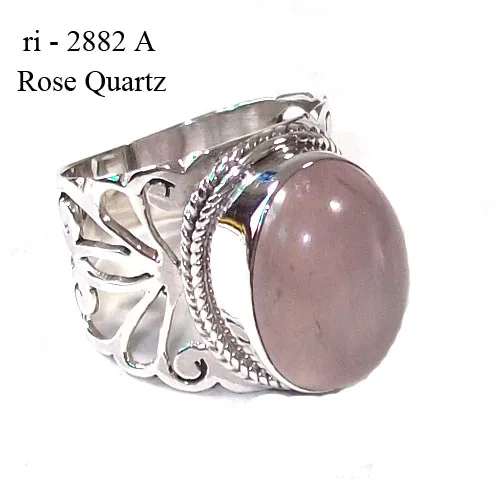925 sterling silver ethnic design pink rose quartz gemstone rings for women wholesale Indian jewelry  eternity vermeil