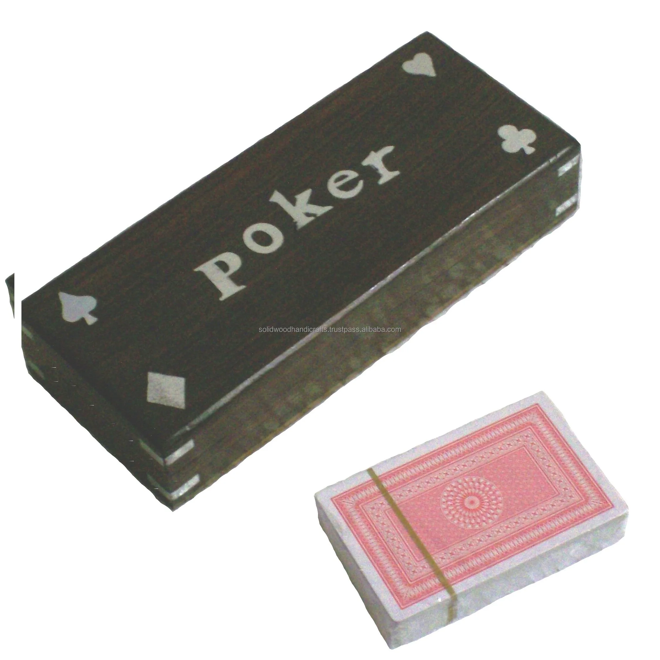 WOODEN PLAYING CARDS BOX  WITH TWO CARDS PIECES / FOR PARTY CASINO GIFTS