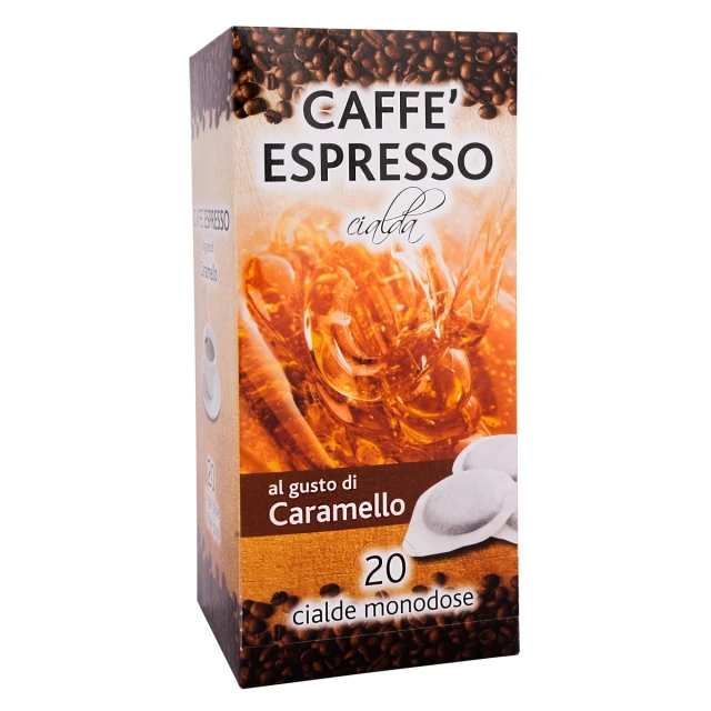 
ITALIAN FLAVOR COFFEE PODS- 20 PODS BOX CARAMEL- GROUND COFFEE 