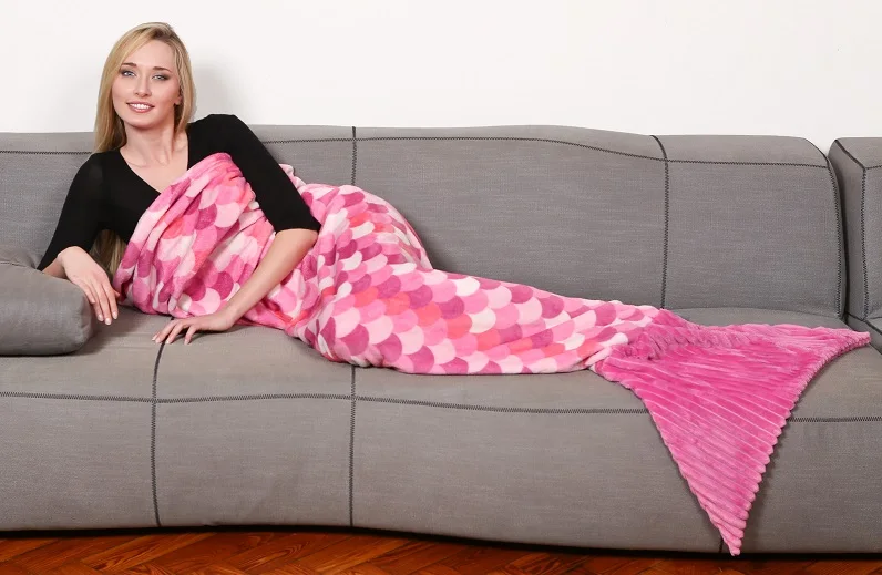 KANGURU SIRENA MERMAID FLEECE BLANKET PINK