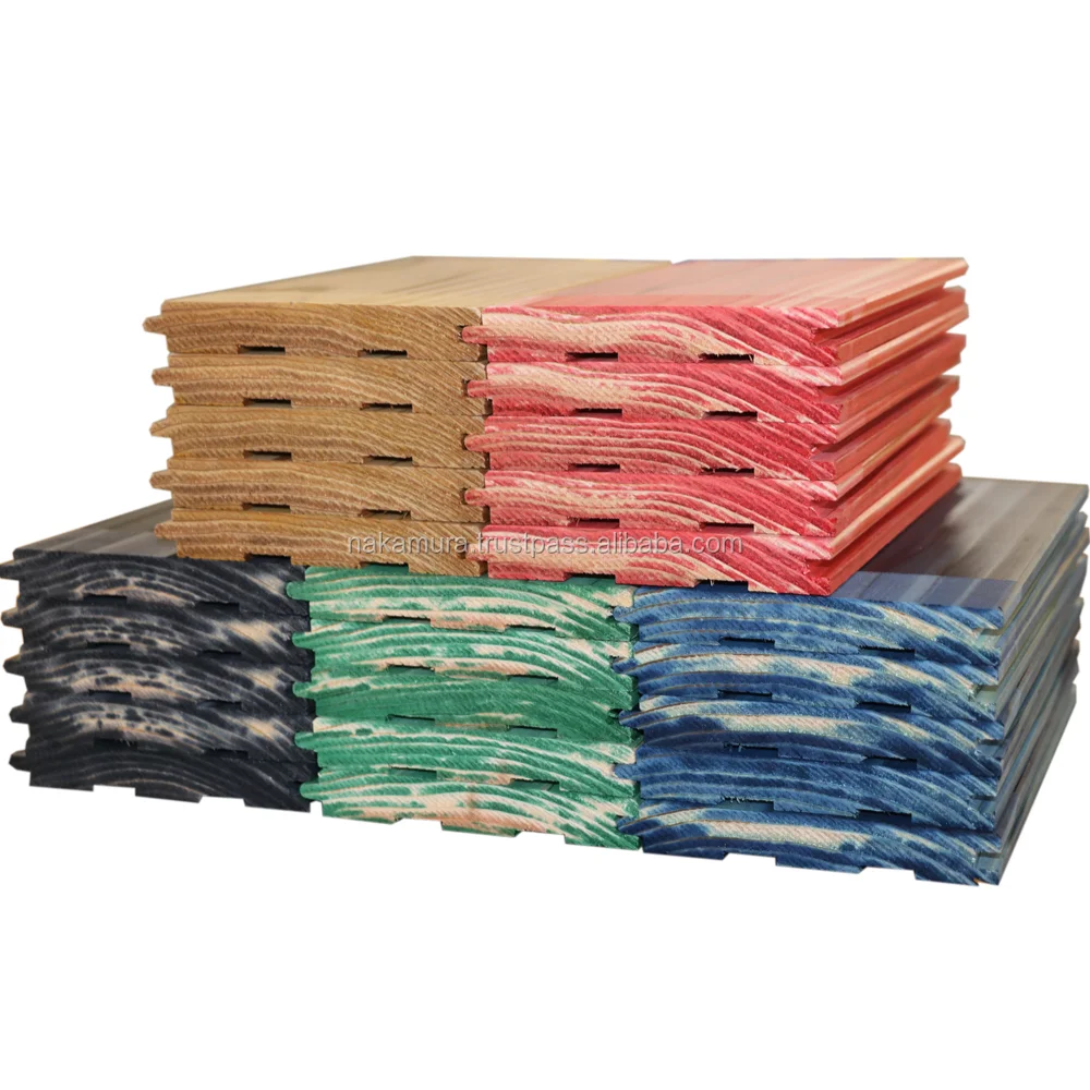 
Beautiful Dye Penetrated Japanese Cedar Solid Wood Timber / Lumber for wall tile 