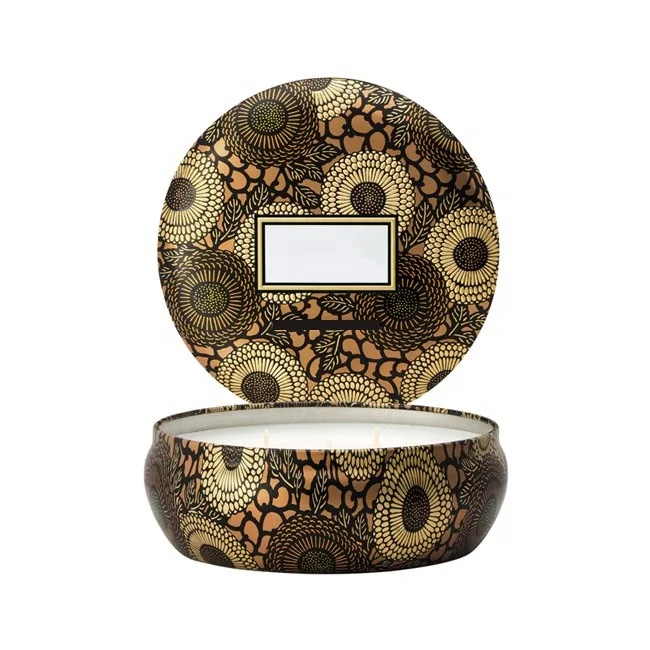 round with clear lid candle custom tin box