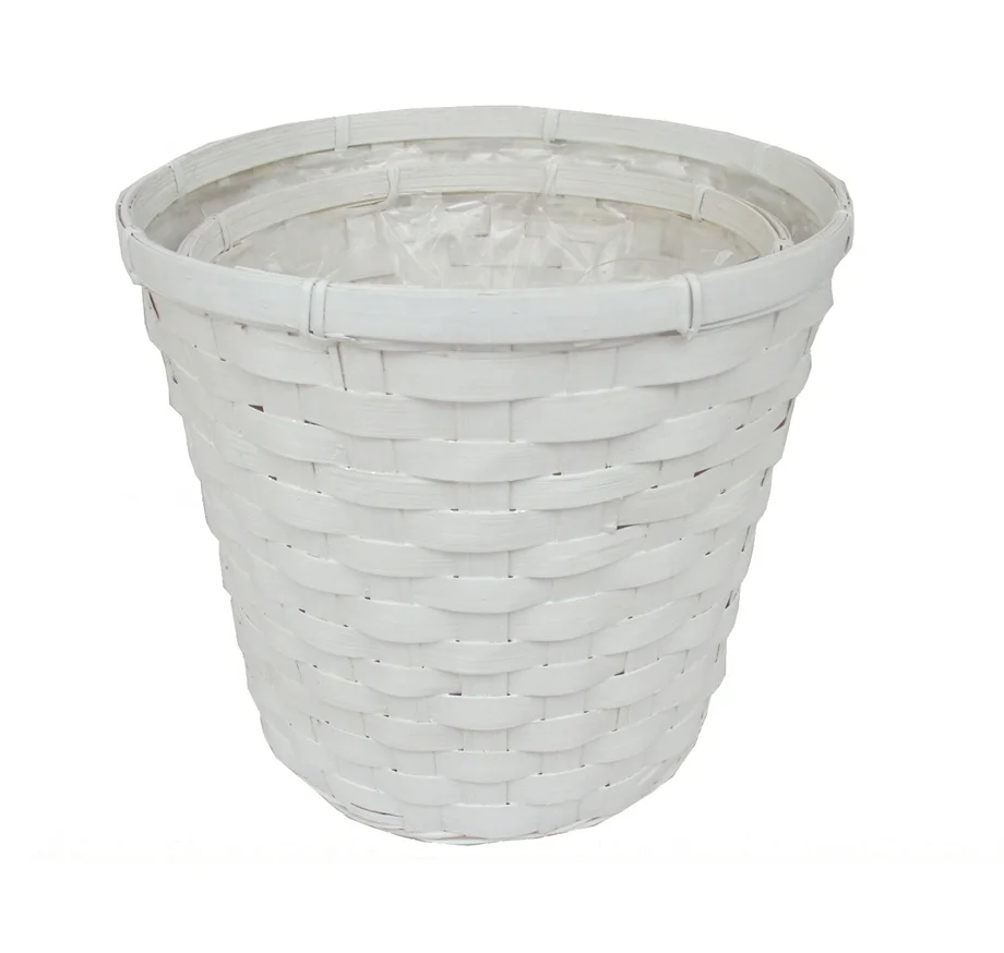 White garden flower pot weaving bamboo plant pot