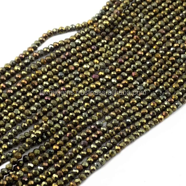 Wholesale Natural Faceted 3-3.5 mm Pyrite Round Loose Gemstone Beads Supplier