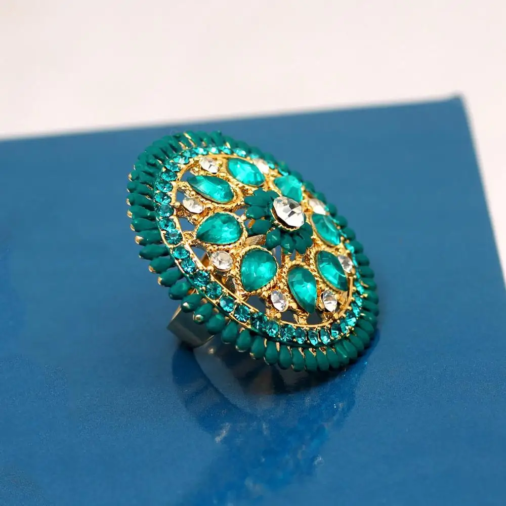 Rich Look Rama Green Color Glass stone Traditional Ring