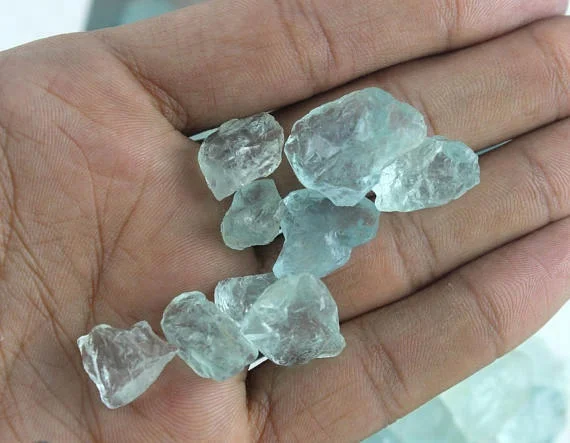 Grade Quality Shining 50 Piece Natural Rough Blue Aquamarine Loose Gemstone Making Jewelry Rough March Birthstone