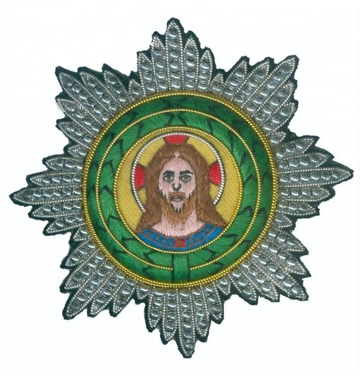 OEM Custom Bullion handmade Embroidery Ethnic Christian Lazarus Star, Badges & Patches Hand Embroidered