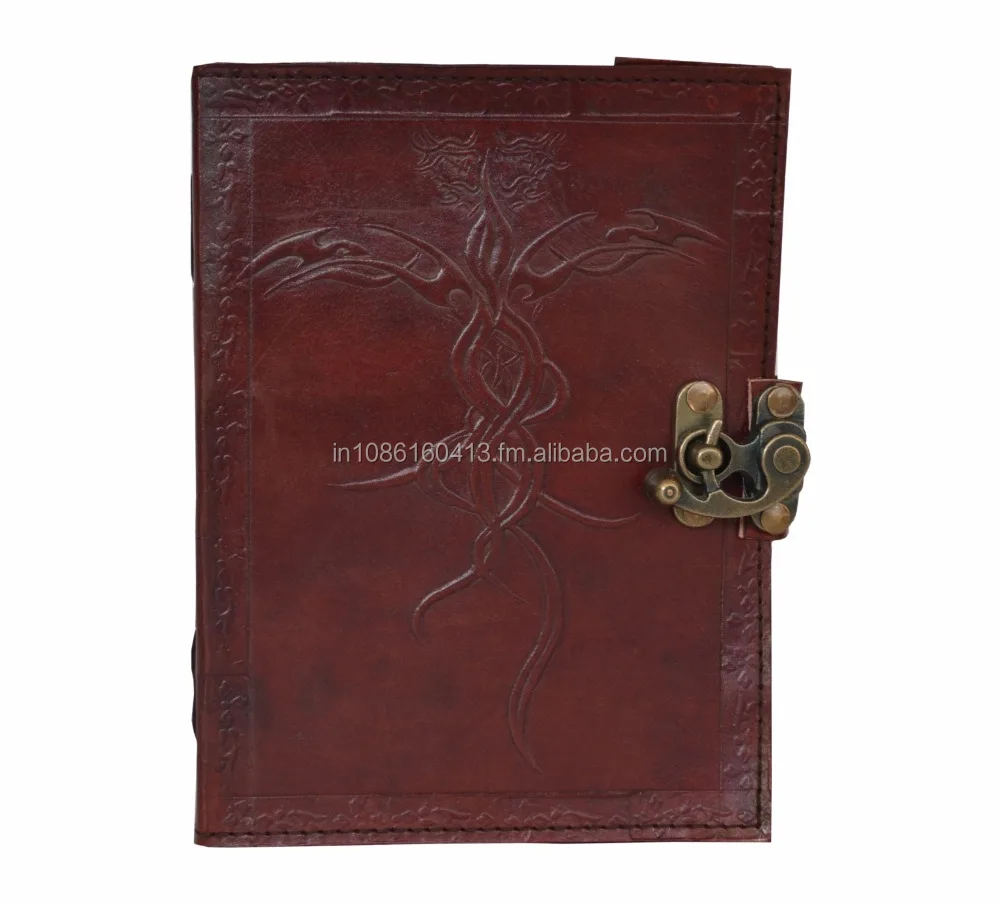 LEATHER EMBOSSED CELTIC CROSS JOURNAL - PERSONAL LEATHER WRITING DIARY NOTEPAD HANDMADE LEATHER DAIRY