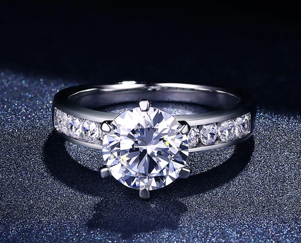 1.30 Carats Genuine White Round Moissanite Ring in 14k White Gold ,14k Gold Engagement Ring