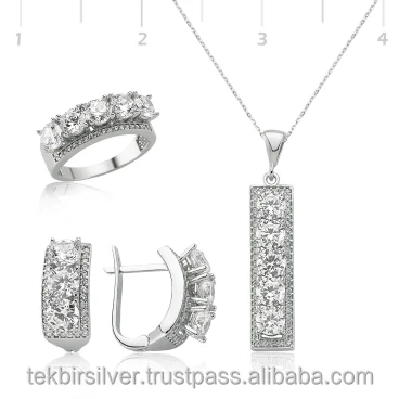 Wholesale Silver 925 Zircon Set ring Earring and Pendant