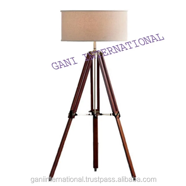 Nautical Tripod Floor Lamp with Wooden stand Indian Handicraft Home Decorative Item