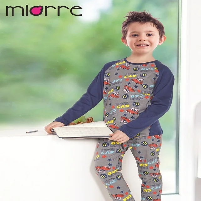 
Miorre OEM Wholesale %100 Cotton Kids Boy Funny Car Print Sleepwear Pajamas Set 