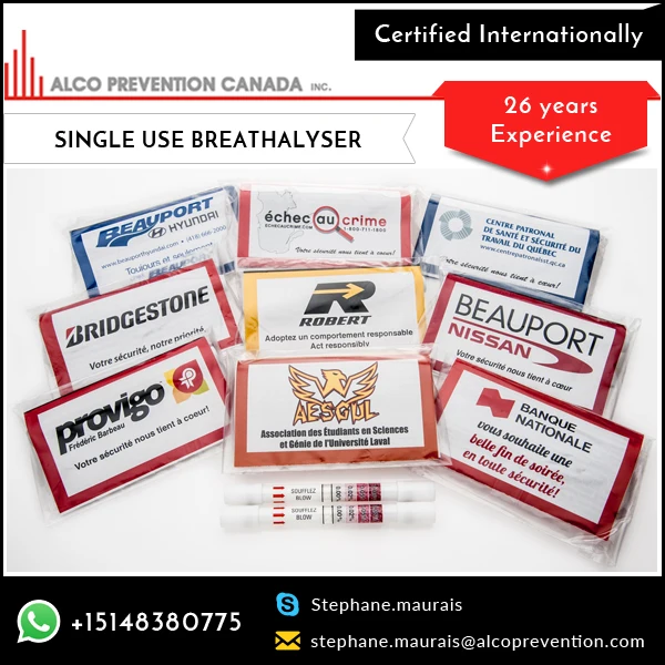 Certified Single Use Disposable Breathalyzer/Breath Alcohol Tester/Alco Tube Breathalyzer