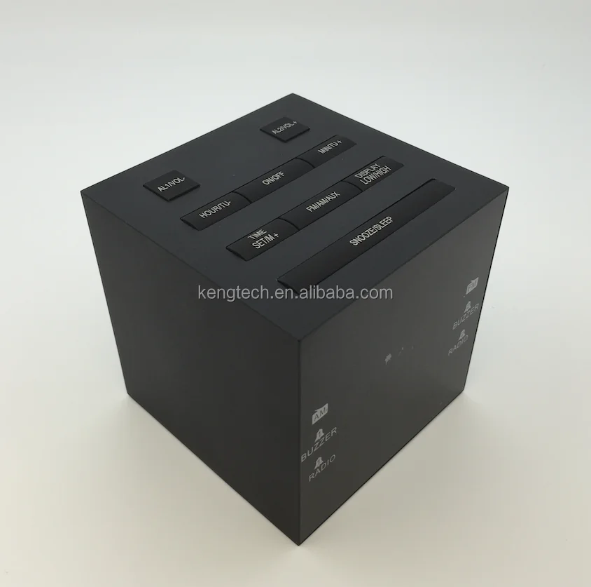 CT-3938U Black Color Cube Shape LED Digital PLL Alarm Clock Radio with USB Charger