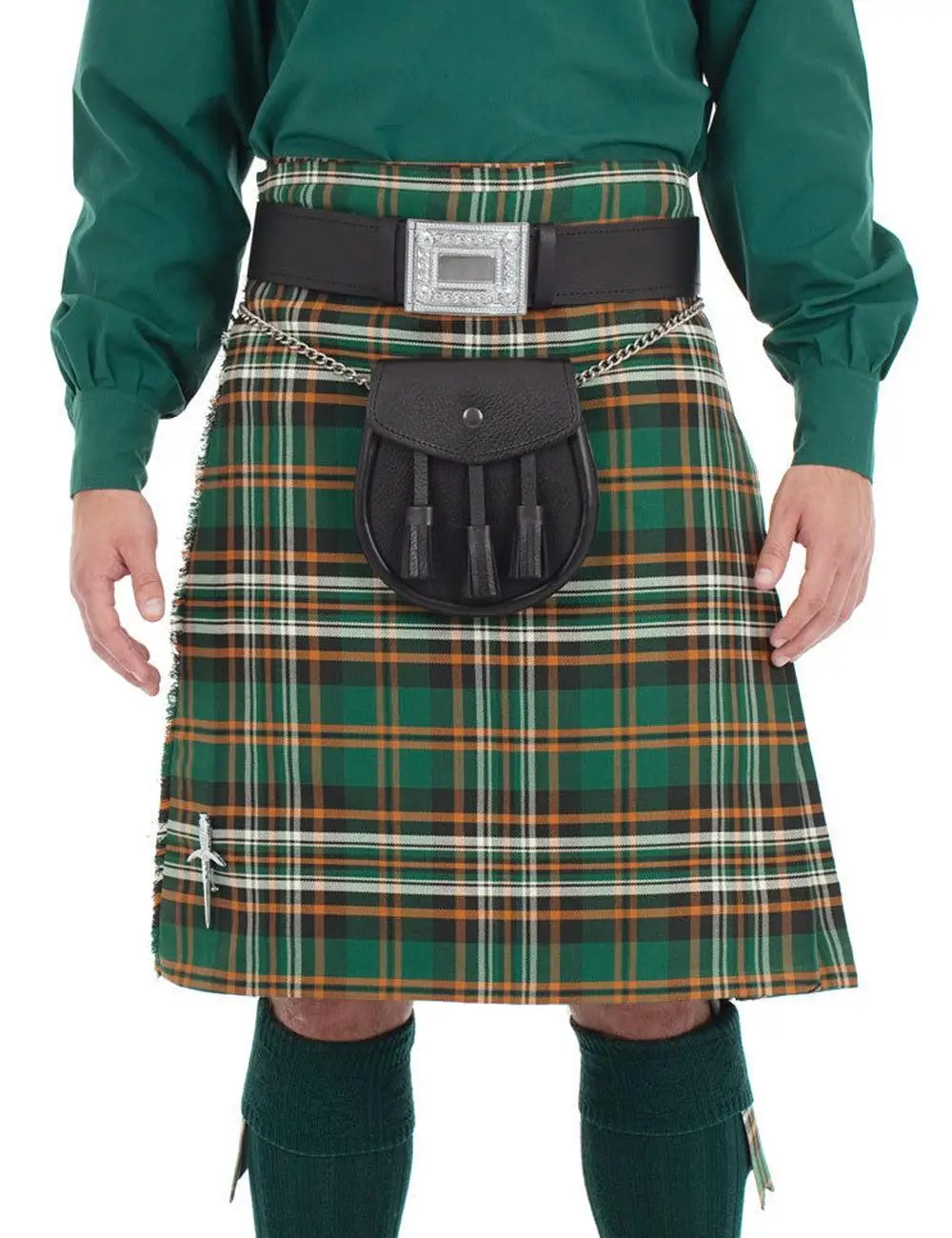 
Mens Scottish Kilts, Heritage of Ireland Tartan Traditional 8 Yard Kilt 