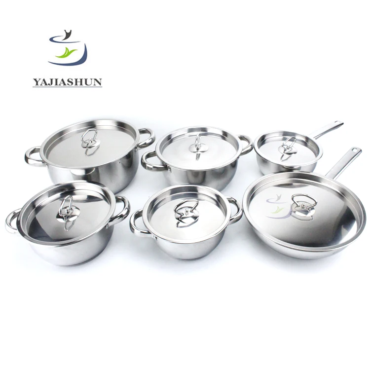New Arrival Cook Wares Pot Cooking Pot 12 pcs Stainless Steel Cookware Set With Capsulated Induction Bottom