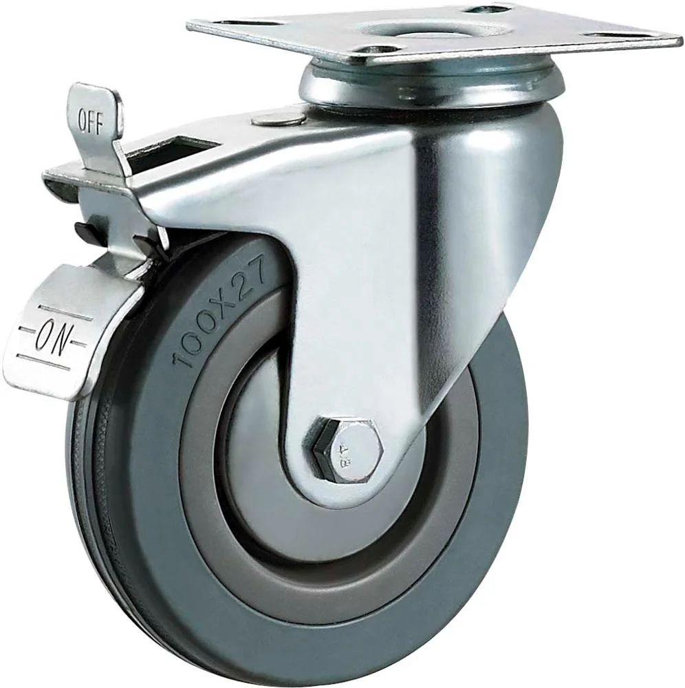 light duty caster wheel 100mm metal rail cart shelf tray trolley wheel 4 inch swivel grey rubber wheel castor