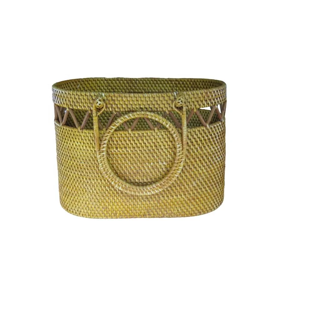 OEM New Style Natural Rattan Basket Square Bamboo and Wood Hand-Woven Storage Baskets for Home and Laundry Use