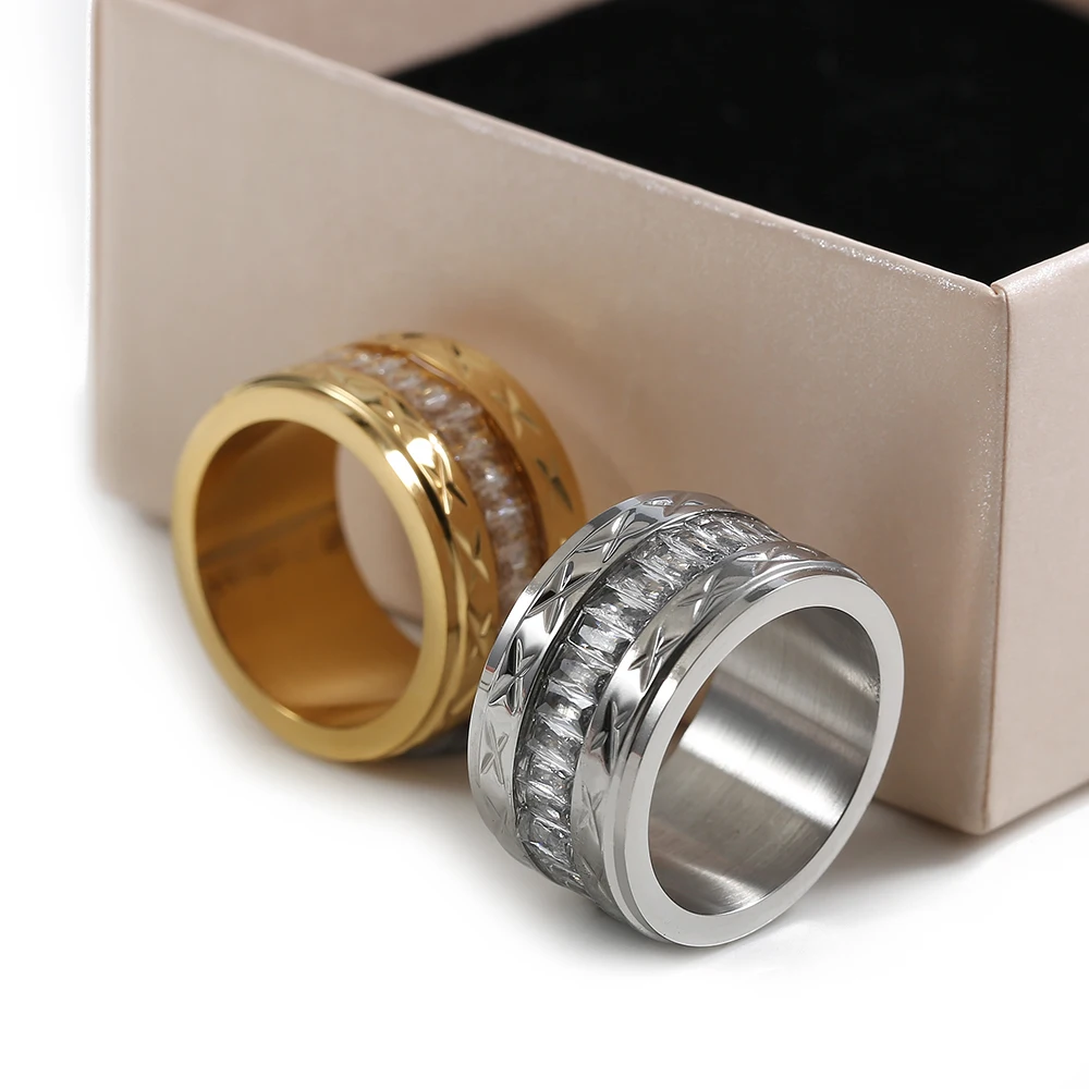 Manufacturer custom gold plated jewelry 316L stainless steel ring tarnish free 14 karat filled