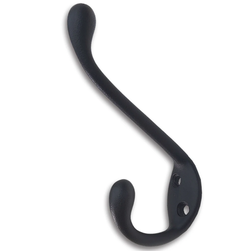 Rustic Style Black Cast Iron Large Wall Robe Hook