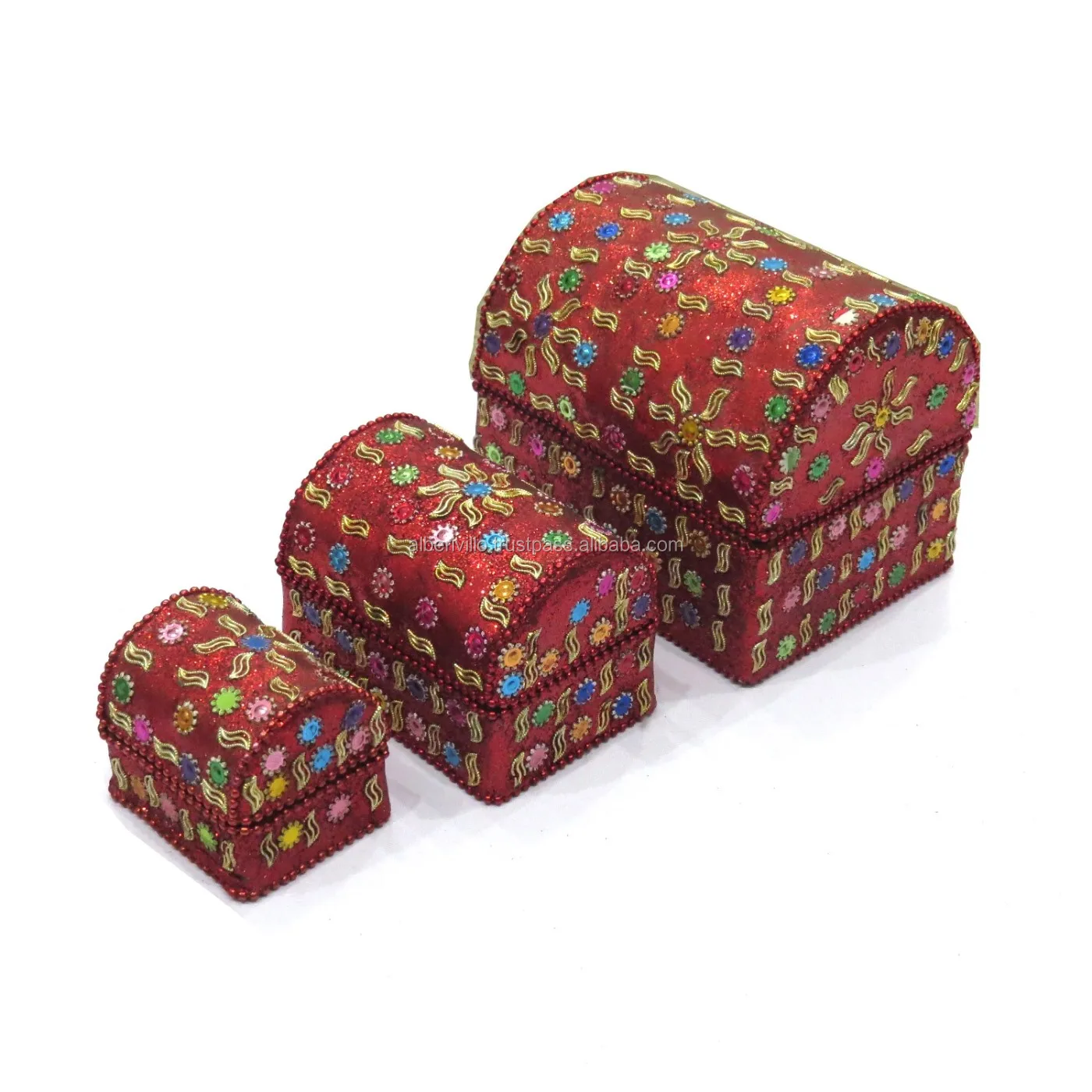 Ready to Ship Small Decorative Jewelry Boxes Designer Lac Glitter Beaded Storage  Box Indian Wedding Favor Pill Box