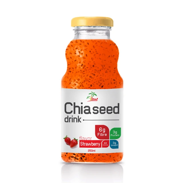 Bulk Chia Seed drink 290ml Healthy Beverage Chia seed with Strawberry flavour VINUT brand OEM ODM Service from Vietnam